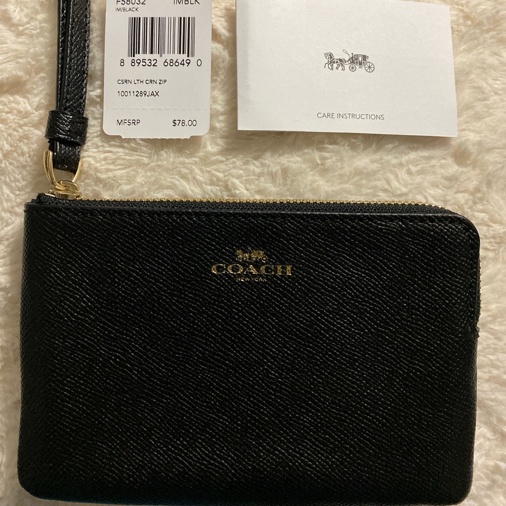 Authentic Coach Corner Zip Wristlet